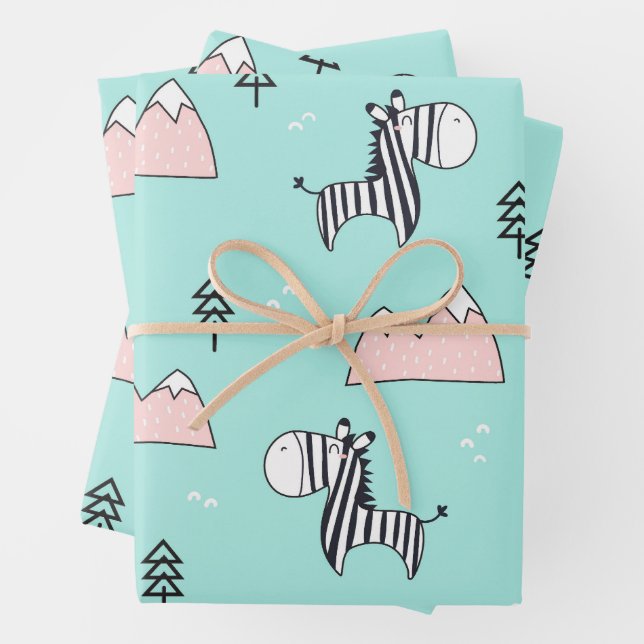 Feuille De Papier Cadeau Cute Zebra (En situation)