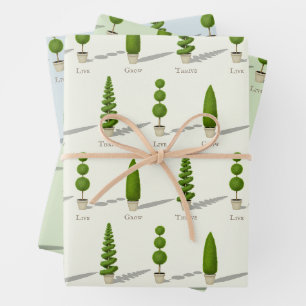 Feuille De Papier Cadeau Cypress Topiaries personnalisables "Grow Grow Thri