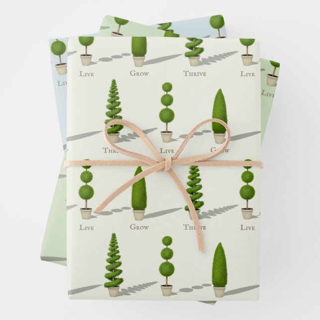 Feuille De Papier Cadeau Cypress Topiaries personnalisables "Grow Grow Thri (En situation)
