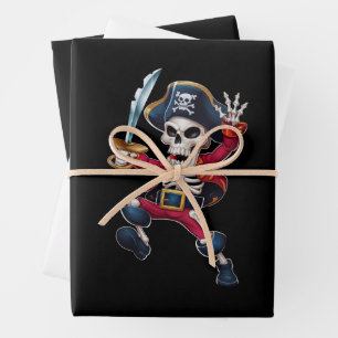 Feuille De Papier Cadeau Dabbing Skeleton Pirate Halloween Jolly roger pour