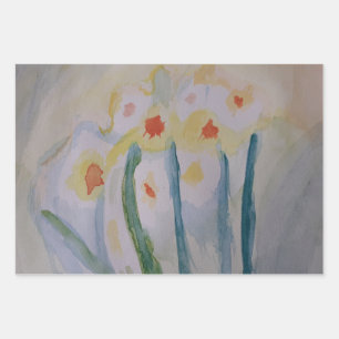 Feuille De Papier Cadeau Daffodiques Abstraits
