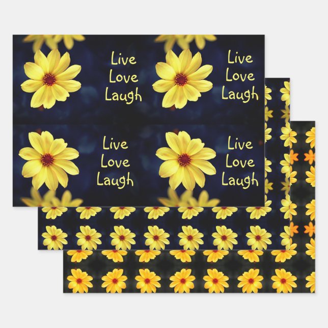 Feuille De Papier Cadeau Dahlia Jaune Elégante Citation Inspirationnelle Fl (Lot)