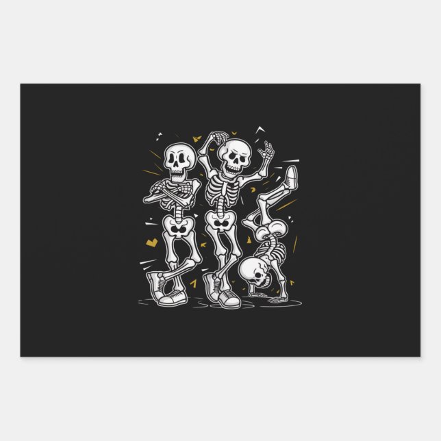 Feuille De Papier Cadeau Dancing Skeletons Dance Challenge Halloween (Devant)