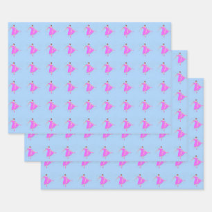 Feuille De Papier Cadeau Danse de Ballerina en Robe Rose Magenta