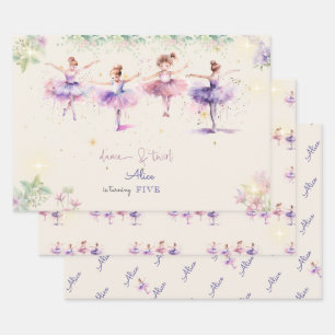 Feuille De Papier Cadeau Danse et tournoi ballerine aquarelle anniversaire