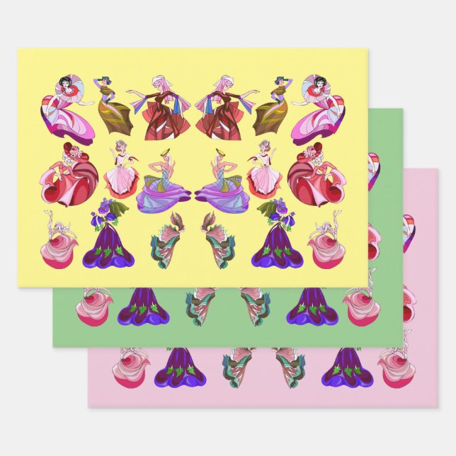 Feuille De Papier Cadeau Danses Abstraites musique de danse Collage art (Lot)