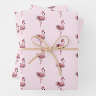 Feuille De Papier Cadeau Danseur de ballet Flamant rose