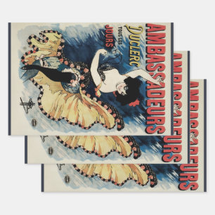 Feuille De Papier Cadeau Danseur de flamenco Art Nouveau vintage, Ambassade