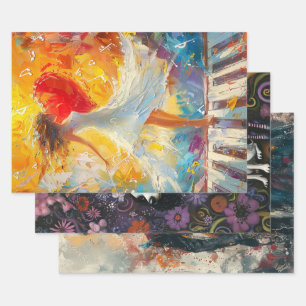 Feuille De Papier Cadeau Danseur Whimsical, Couple de squelette, Fille Whim