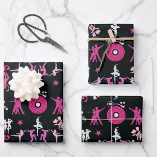 Feuille De Papier Cadeau Danseuse rose Motif Décor Maison