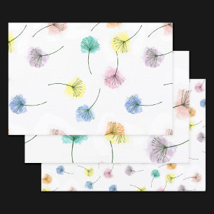 Feuille De Papier Cadeau Dansons   Motif floral aquarelle