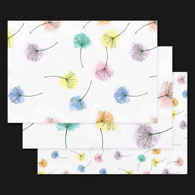 Feuille De Papier Cadeau Dansons | Motif floral aquarelle (Créateur téléchargé)