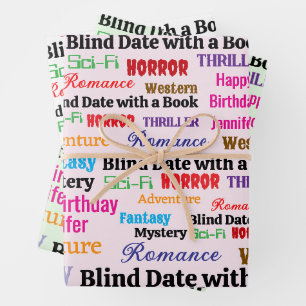 Feuille De Papier Cadeau Date aveugle avec livre Anniversaire Personnaliser