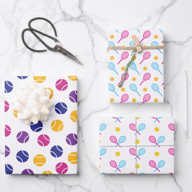 Feuille De Papier Cadeau De beaux motifs de tennis sur  (Recto)