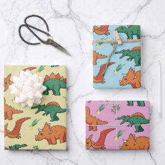Feuille De Papier Cadeau De mignons dinosaures pour bébés