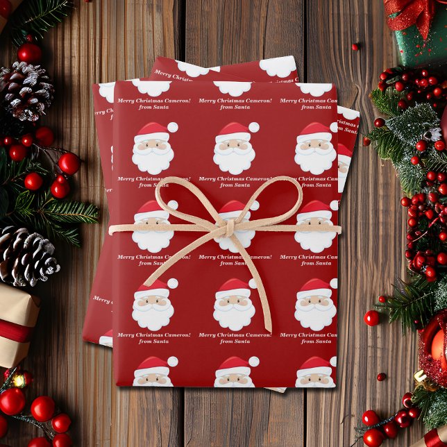 Feuille De Papier Cadeau De Père Noël Cute Custom Red Kids Noël (Créateur téléchargé)