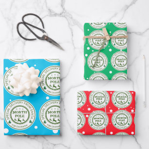 Feuille De Papier Cadeau de père Noël stickers pôle nord