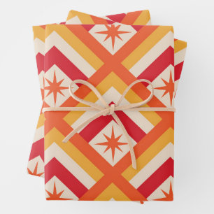 Feuille De Papier Cadeau Débute atomique rouge du milieu du siècle sur form