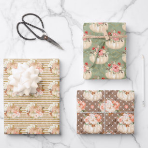 Feuille De Papier Cadeau Décor vintage Rustic Little Citrouille Motif