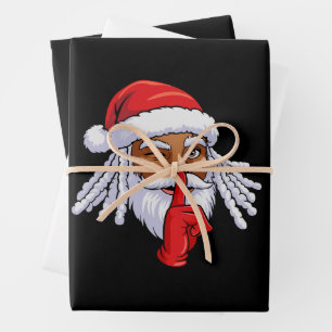 Feuille De Papier Cadeau Décoration de fête de Noël du Père Noël afro-améri
