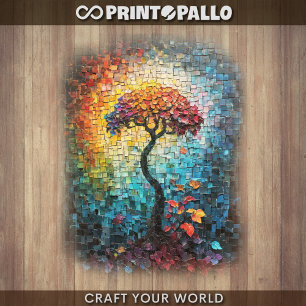 Feuille De Papier Cadeau Decoupage - Arbre onirique en carrelage -