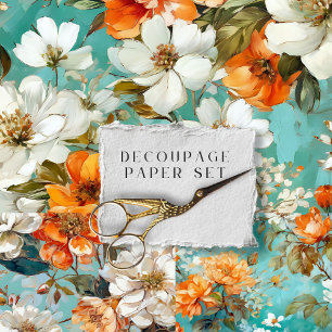 Feuille De Papier Cadeau Découpage Botanique Floral Rustique Vintage