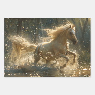 Feuille De Papier Cadeau Découpage Chevaux en Wild Gallop dans le Wild