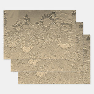 Feuille De Papier Cadeau Découpage Conception chic et florale de tournesol