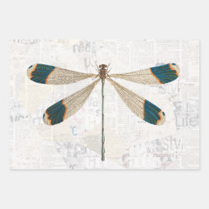 Feuille De Papier Cadeau Découpage de dragons rustiques vintages