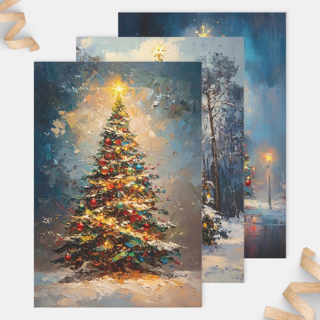 Feuille De Papier Cadeau Découpage de peinture audacieuse de l'arbre de Noë (Créateur téléchargé)
