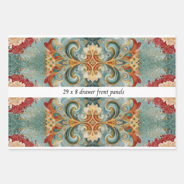 Feuille De Papier Cadeau Decoupage Drawer Front 29x8 Mixed Media  (Devant)