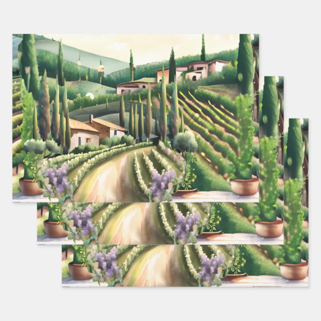 Feuille De Papier Cadeau Découpage du vignoble - Paysage de la ferme vitico (Lot)