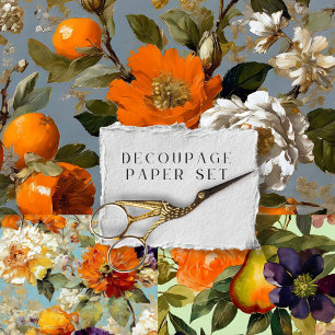 Feuille De Papier Cadeau Découpage vintage de fleurs végétales