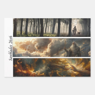 Feuille De Papier Cadeau Découpage Voyage Spirituel 26x6 Scies à main 