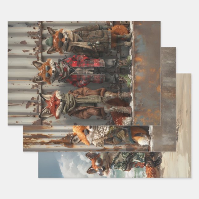 Feuille De Papier Cadeau Découpage Whimsical Mischievous Bretz FoxBrothers (Lot)