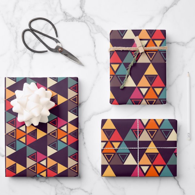 Feuille De Papier Cadeau Découpes Triangle Modernes (Recto)