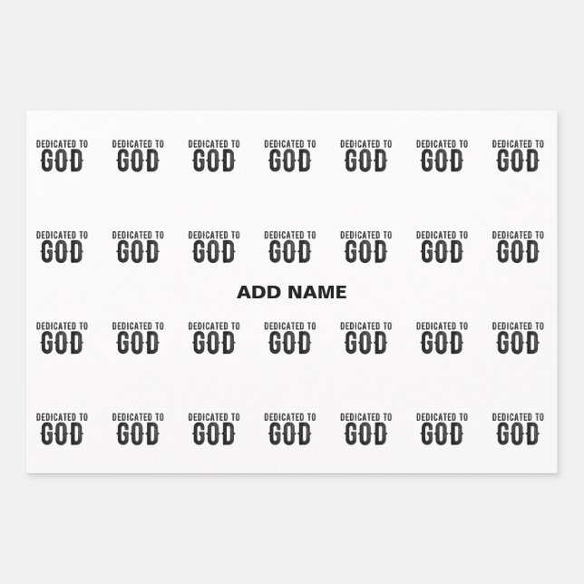 FEUILLE DE PAPIER CADEAU DÉDIÉ À DIEU PERSONNALISABLE COOL TEXTE NOIR (Devant)