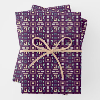 Feuille De Papier Cadeau Deep Purple et Terres Muettes Abstraites Géométriq
