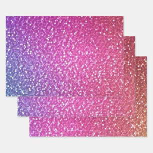 Feuille De Papier Cadeau Dégradé arc-en-ciel de Parties scintillant hexagon