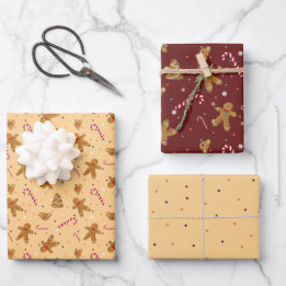 Feuille De Papier Cadeau Délicieux biscuits de Noël et hommes en pain d'épi