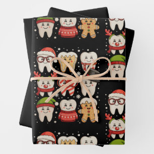 Feuille De Papier Cadeau Dentaire Noël mignon Dentiste Santa Hat Xmas