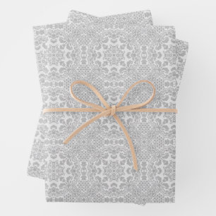 Feuille De Papier Cadeau Dentelle gris
