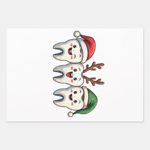 Feuille De Papier Cadeau Dentiste Noël Dental Père Noël Floss Xmas Tree