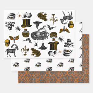 Feuille De Papier Cadeau Déplaisants, yeux et motif en détresse