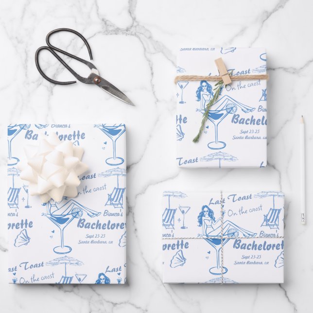 Feuille De Papier Cadeau Dernier Toast Tiré À La Main Sur La Bachelorette C (Recto)