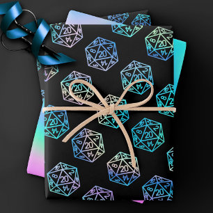 Feuille De Papier Cadeau Dés à jouer RPG   Holo Ancien Écolier Tabletop PnP