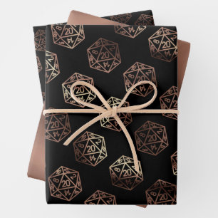 Feuille De Papier Cadeau Dés RPG   Joueur de jeu de rôle sur table rétro de