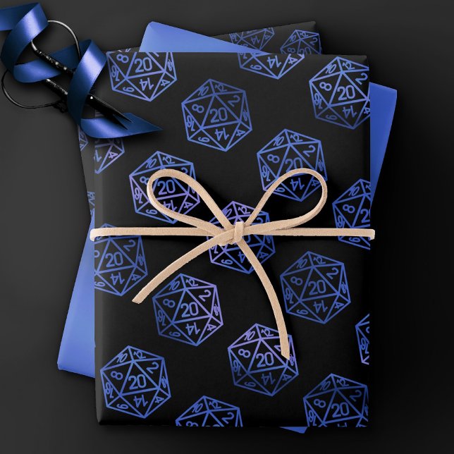 Feuille De Papier Cadeau Dés RPG | Joueur de rôle d'Imaginaire bleu (Créateur téléchargé)