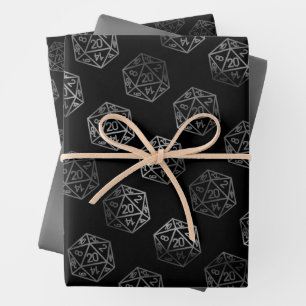 Feuille De Papier Cadeau Dés RPG   Rétro Jeu de Société Fantastique École A