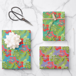 Feuille De Papier Cadeau Design de fleurs tropicales